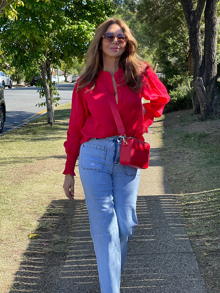 Jordan Linen Top - Red