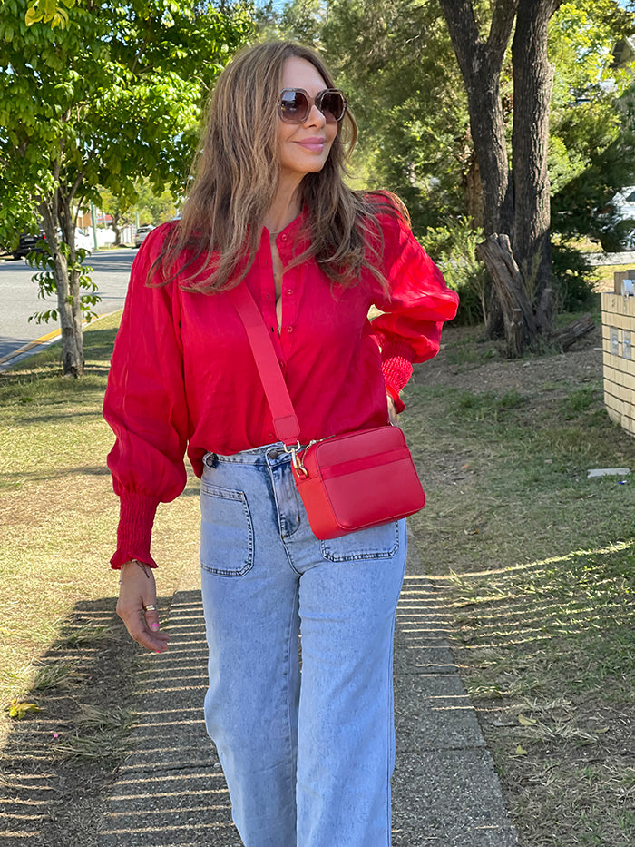 Jordan Linen Top - Red