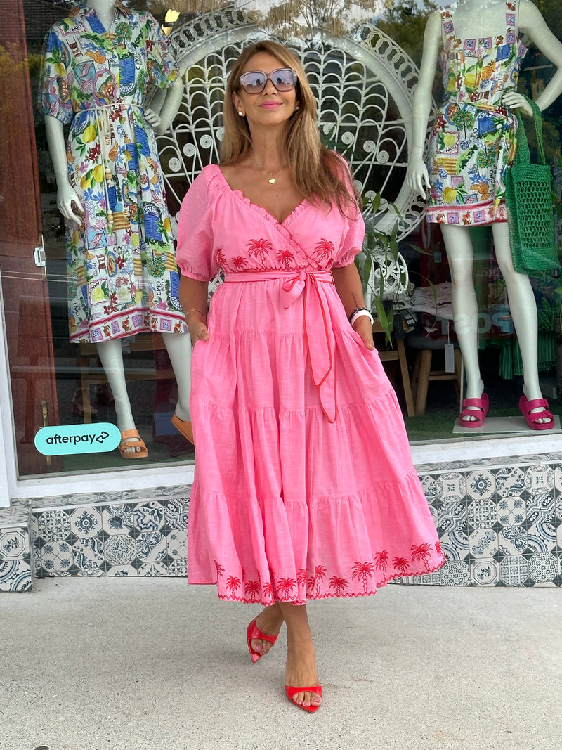 Bronte Dress - Pink Palm