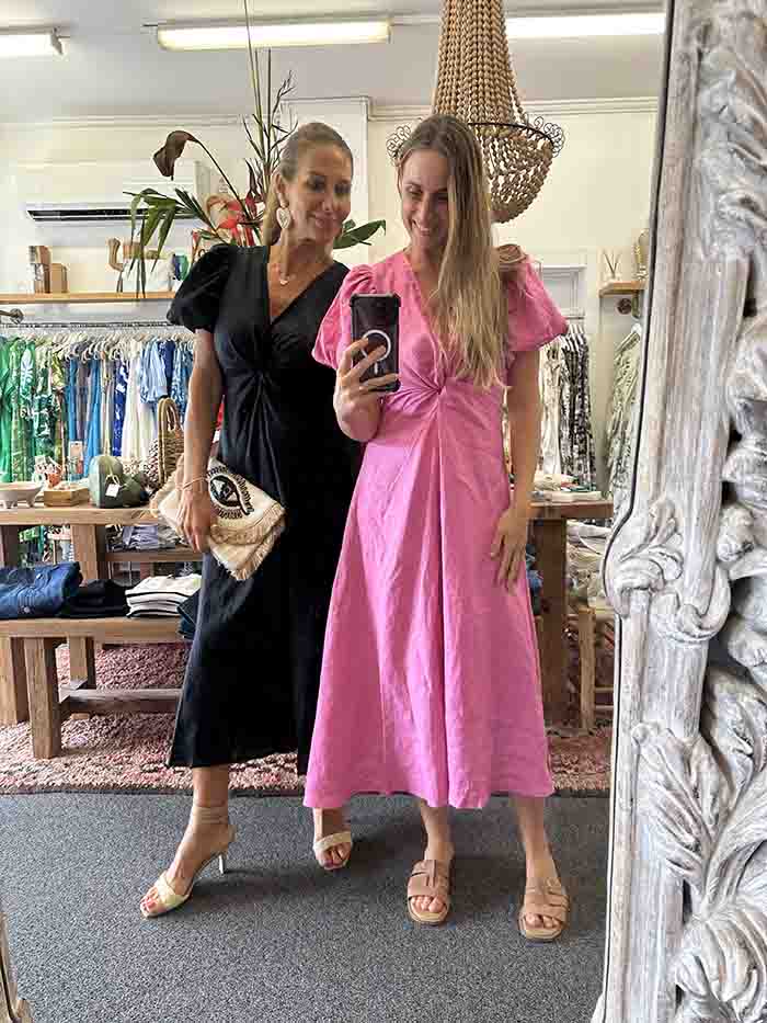 Candy Pink Linen Twist Maxi Dress