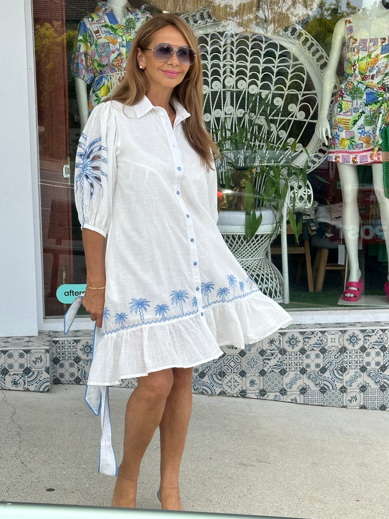 June Dress - White Palm