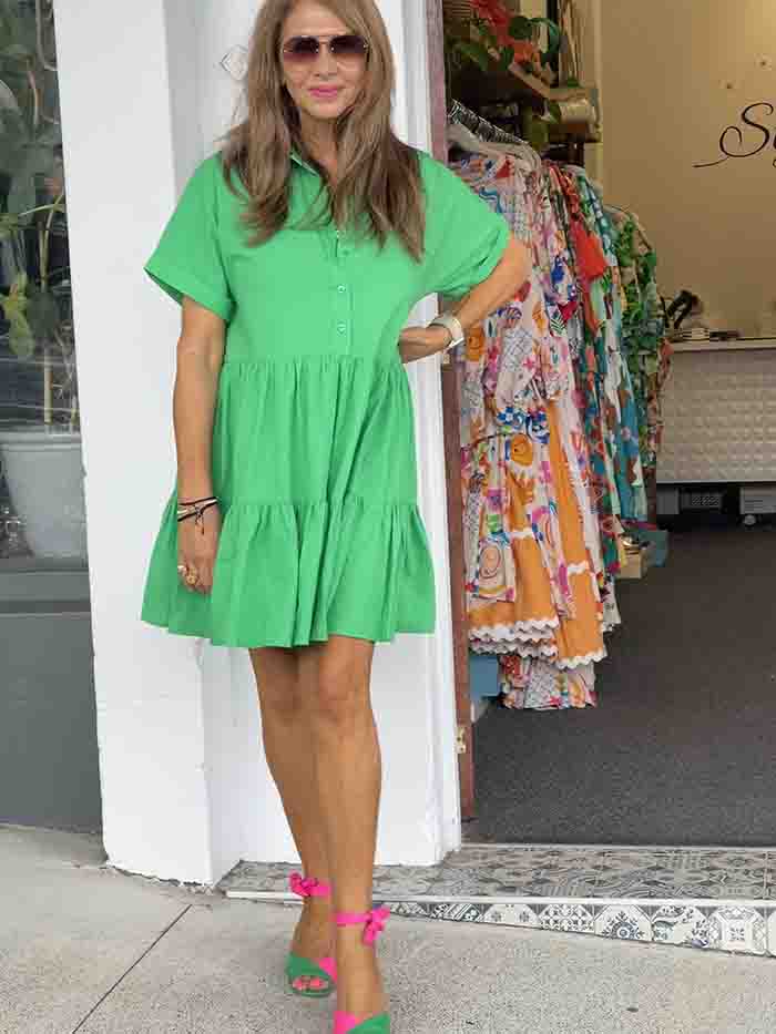 Billie Shirt Dress - Green