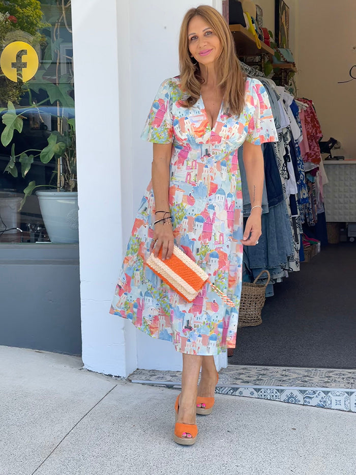 Santorini Sunset Midi Dress