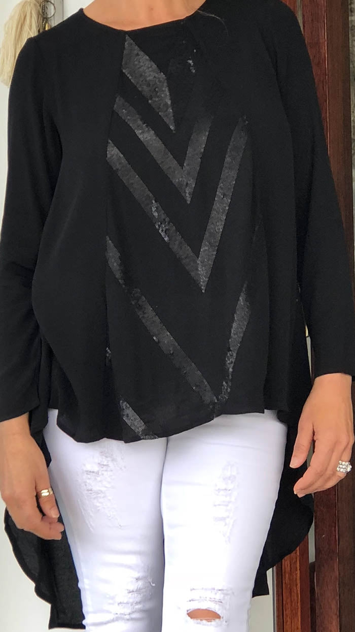 Black Hilo Sequin Top