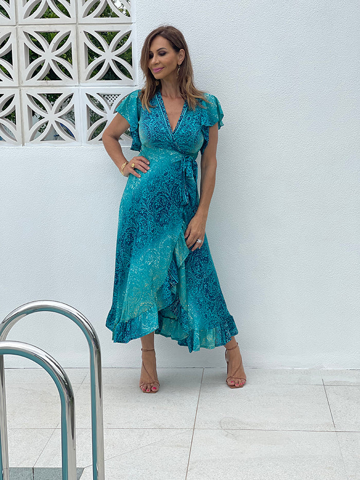 Aviea Wrap Dress - Blue – Style Me Luxe