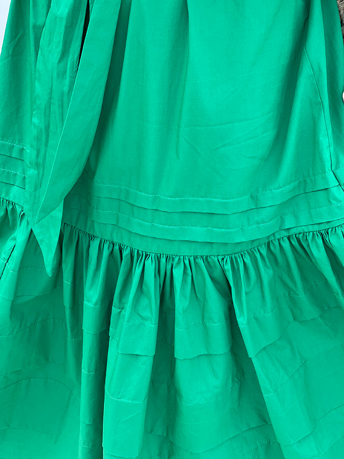 Mackenzie Pleat Poplin Dress - Green