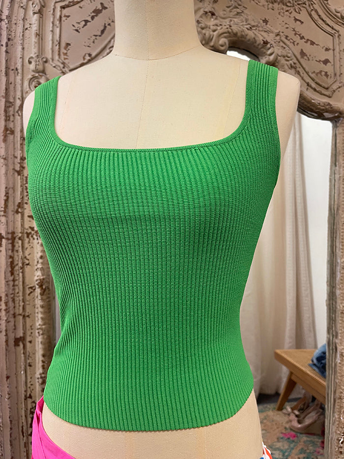 Rib Knit Singlet - Green