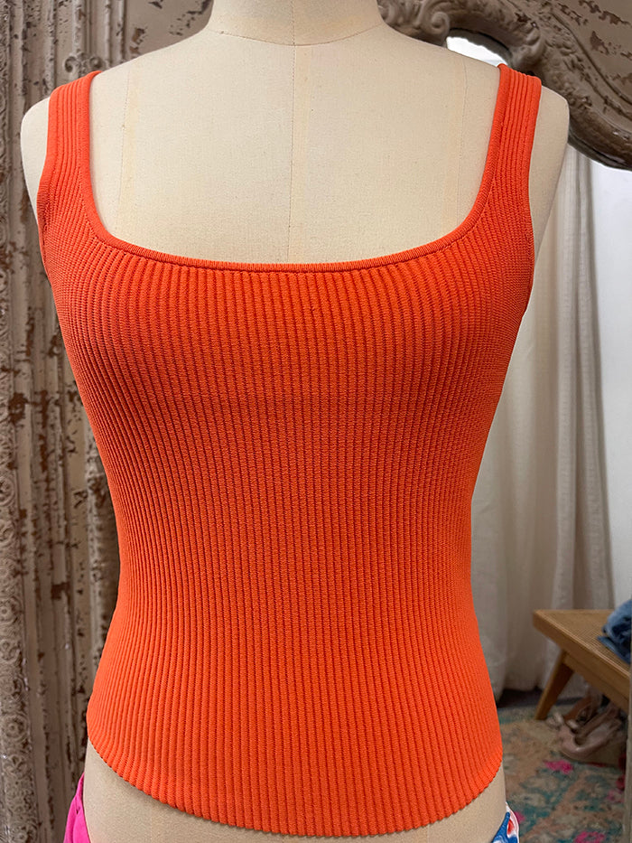 Rib Knit Singlet - Orange