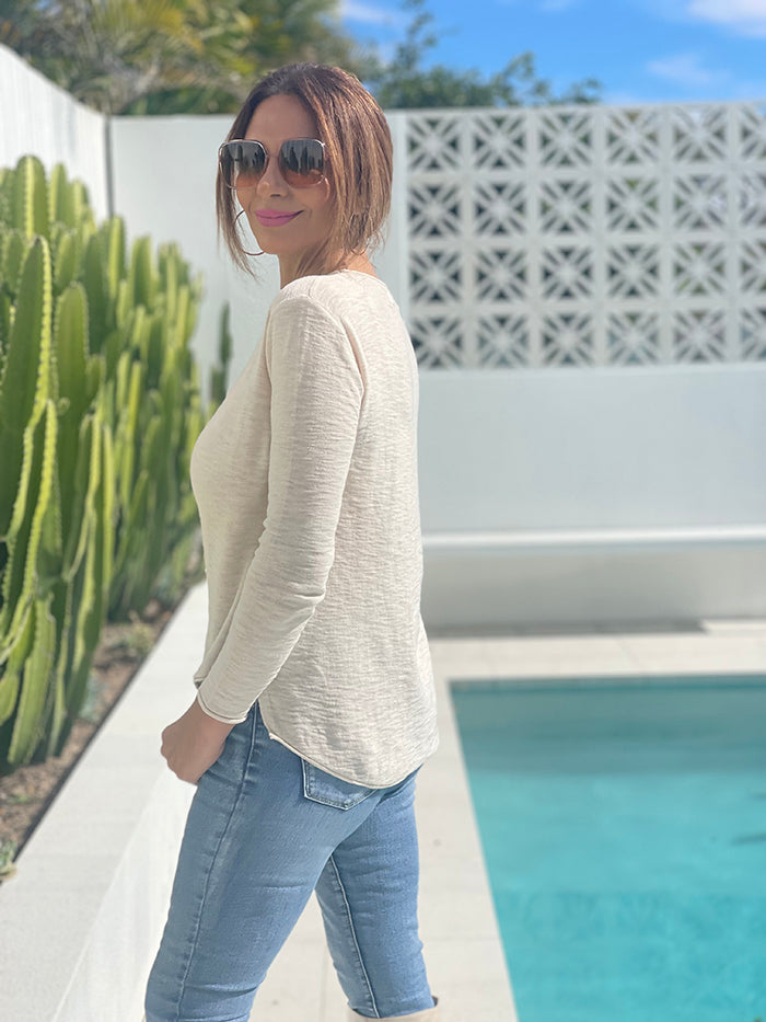 Cream Soft Knit Top