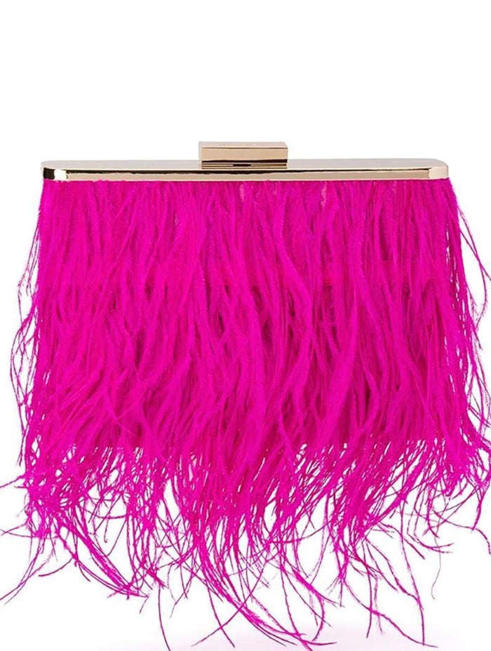 Estelle Feathered Clutch - Fuchsia