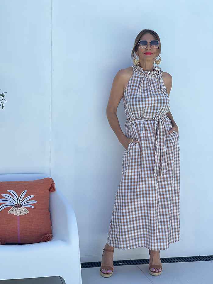 Soul Midi Dress - Toffee Gingham