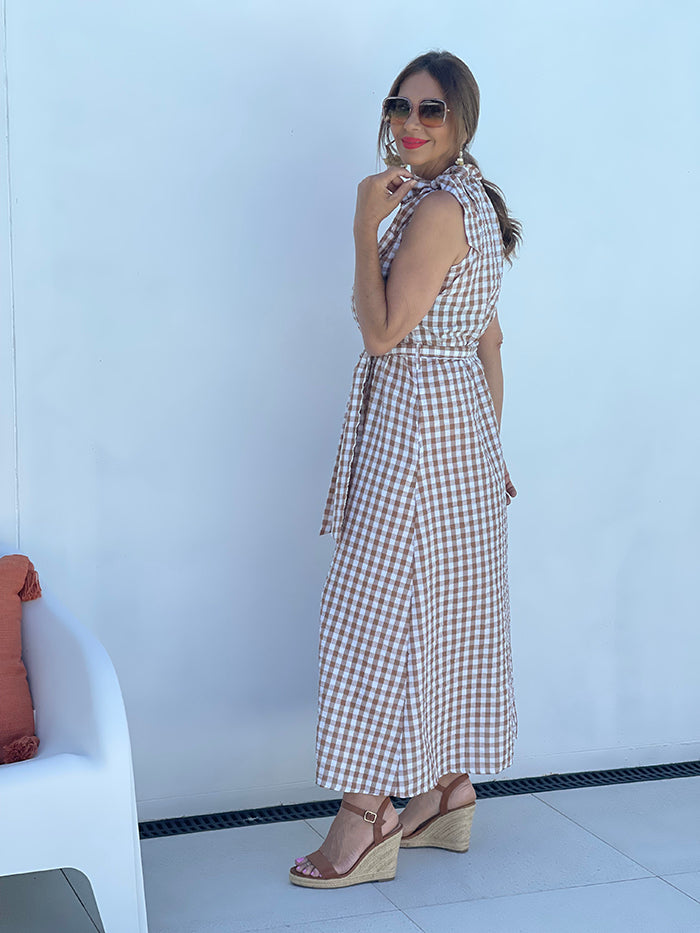 Soul Midi Dress - Toffee Gingham