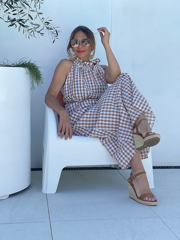 Soul Midi Dress - Toffee Gingham