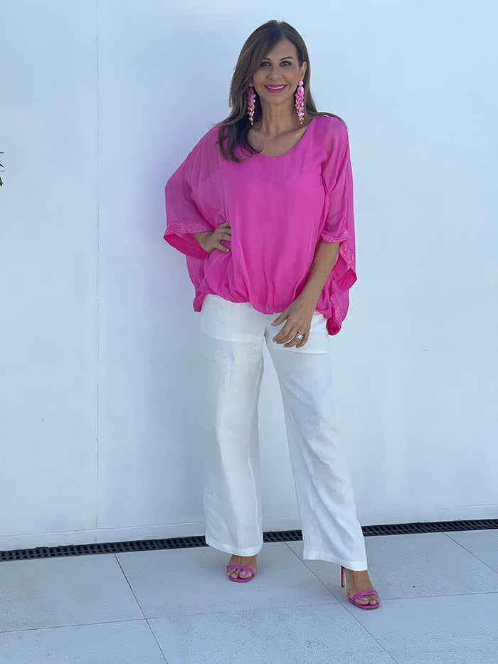 Hot Pink Silk Blouse