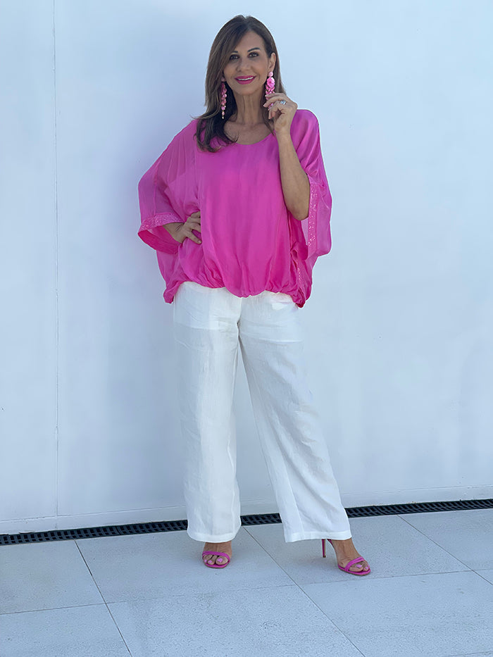 Hot Pink Silk Blouse