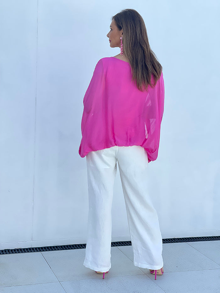 White Linen Straight Leg Pants