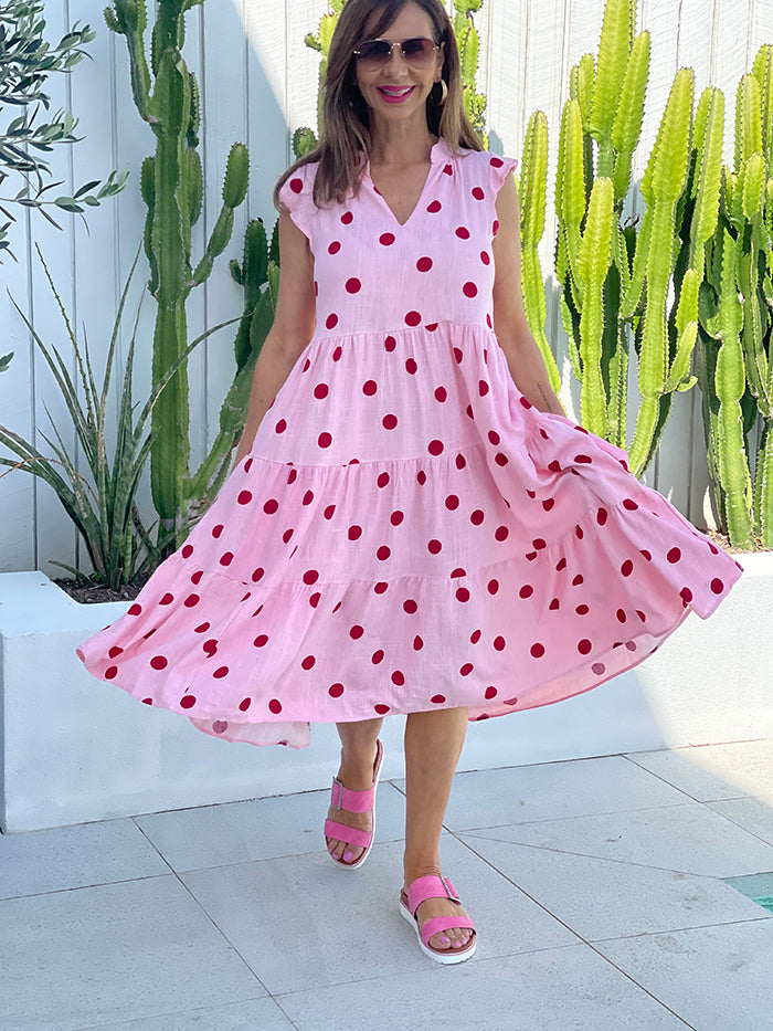 Arinana Tiered Spot Dress