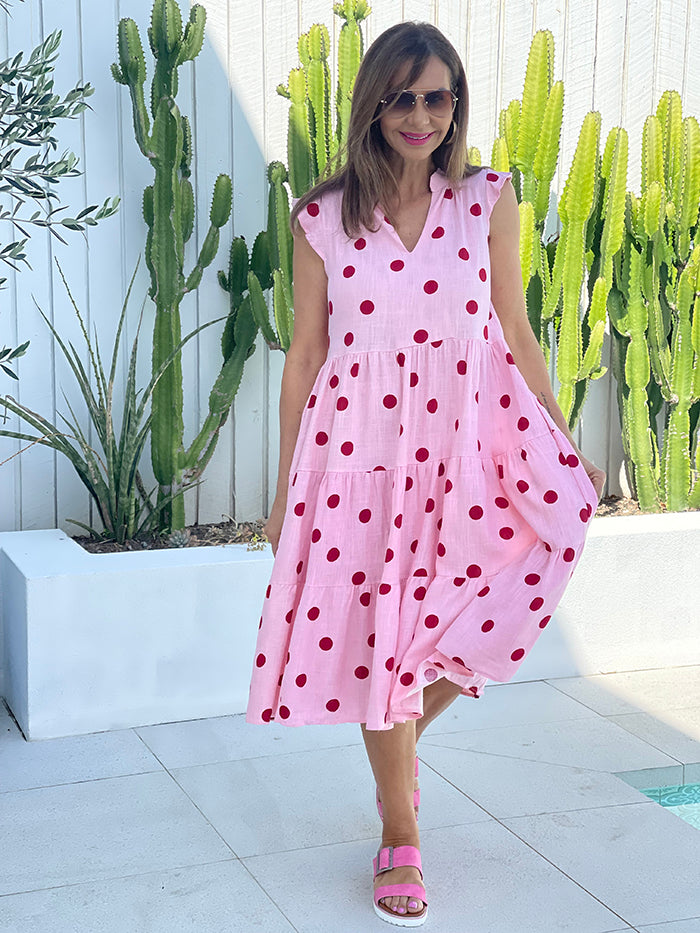 Arinana Tiered Spot Dress