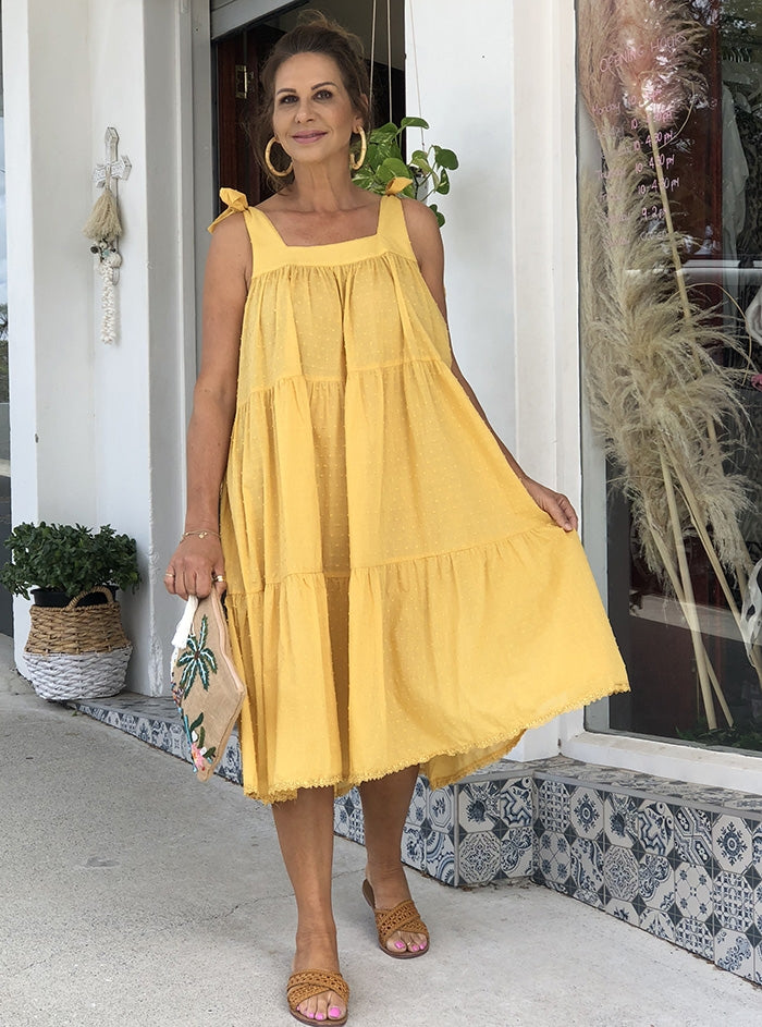 Poppy Tiered Dress - Yellow