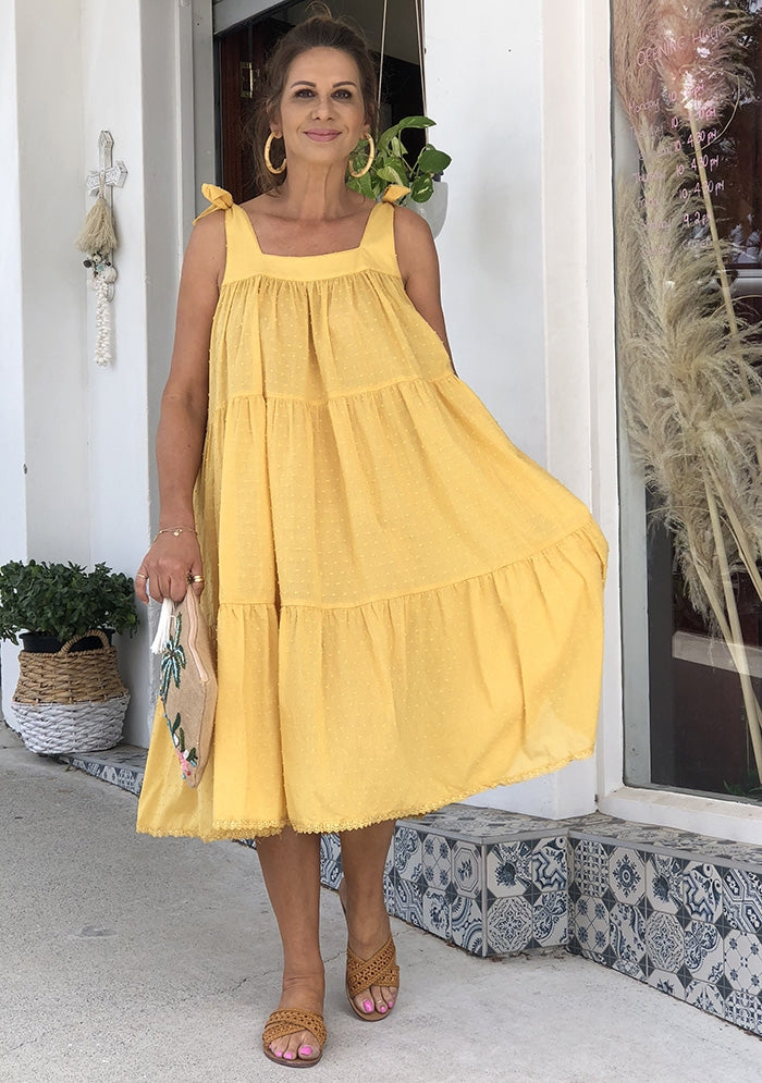 Poppy Tiered Dress - Yellow