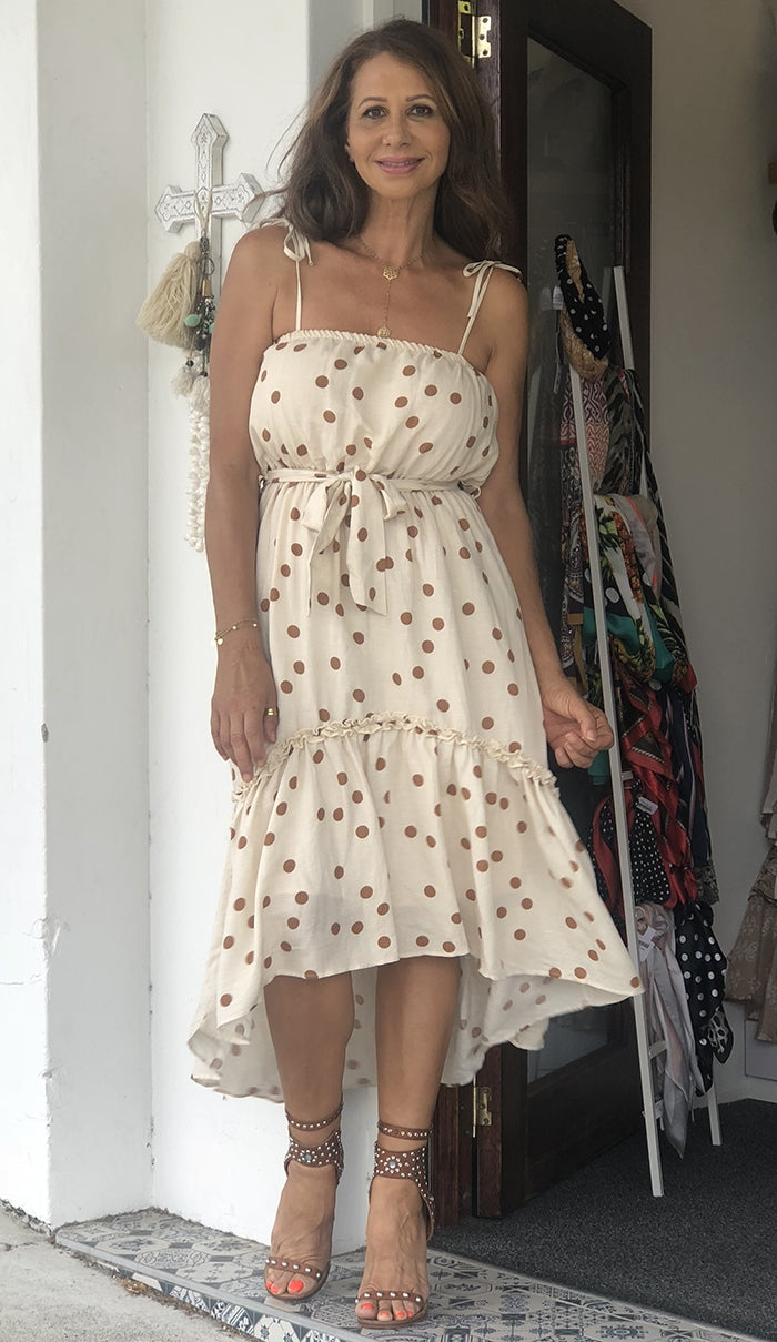 Phoebe Dot Dress - Beige