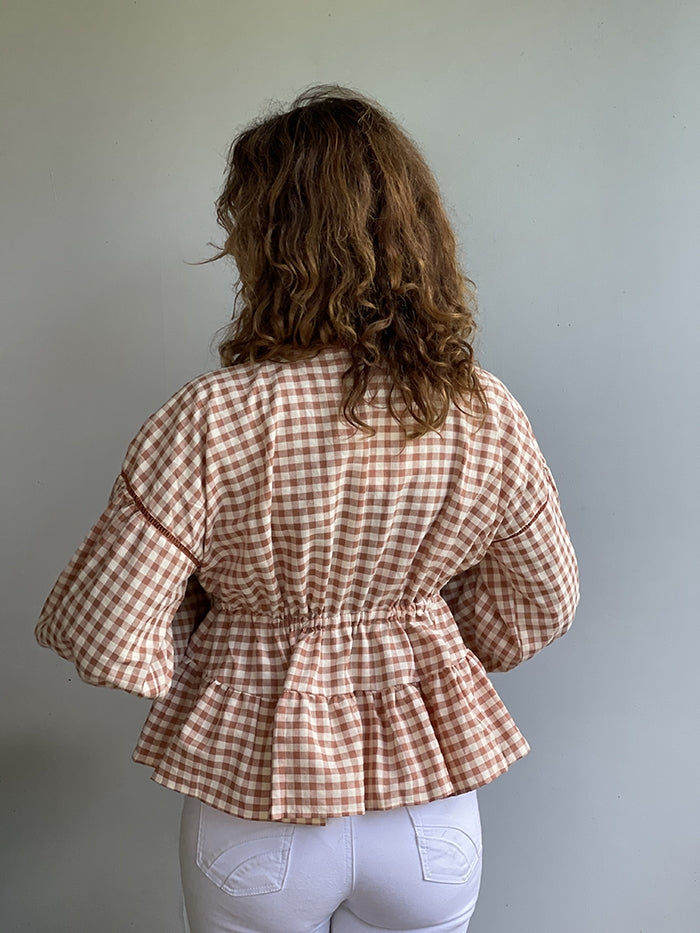 Tan Gingham Top