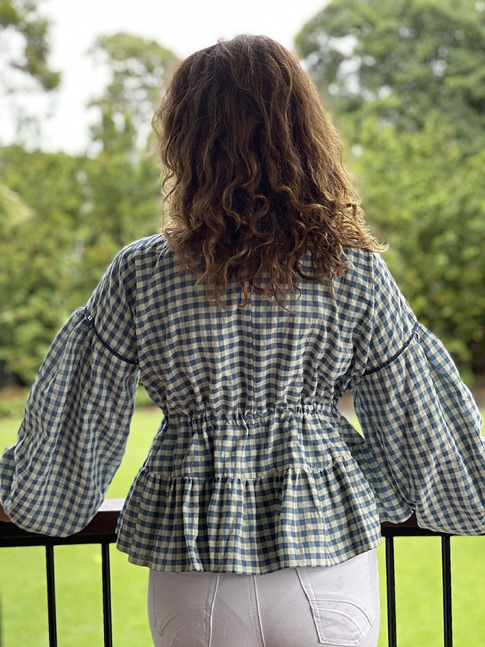 Mid Blue Gingham Top