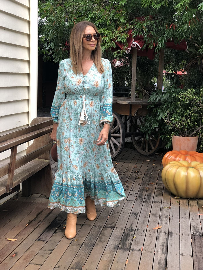 Splendour Maxi Dress - Aqua Floral