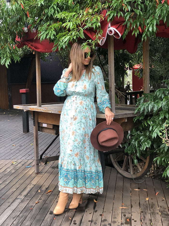 Splendour Maxi Dress - Aqua Floral