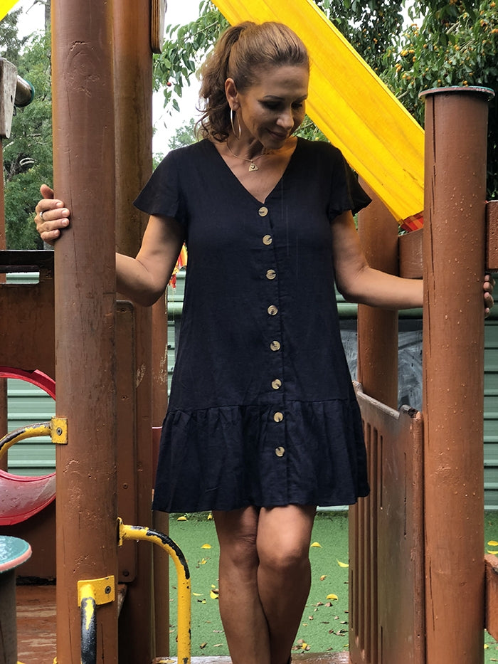 Tammy Dress - Navy Linen