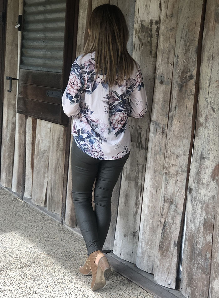 Dusky Floral Top - Blush