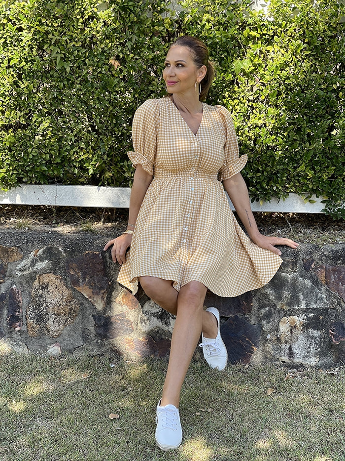 Toffee Gingham Dress