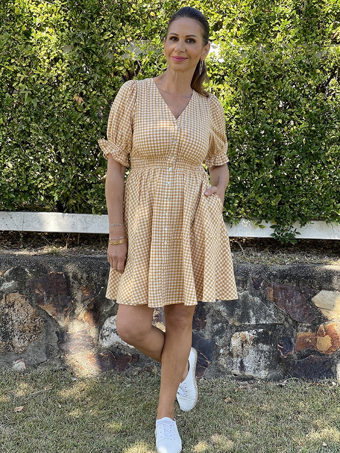 Toffee Gingham Dress