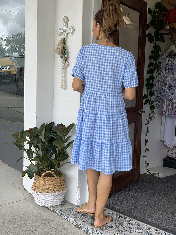 Carolina Gingham Dress - Blue