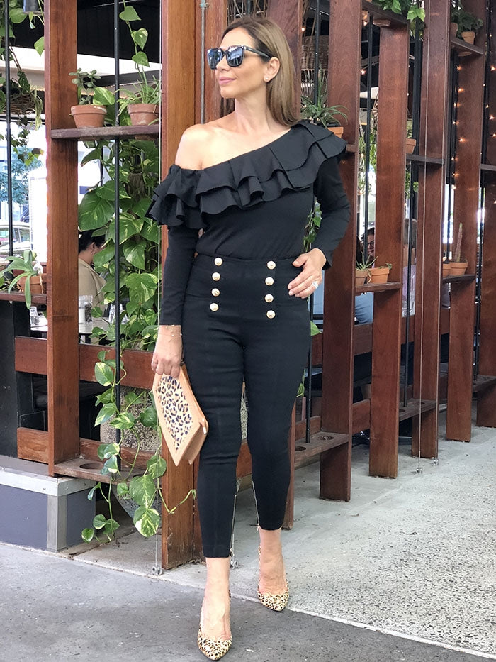 Salma Ruffle Top - Black