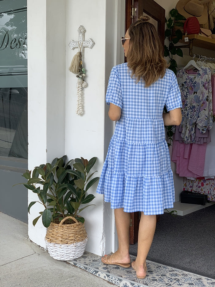 Carolina Gingham Dress - Blue