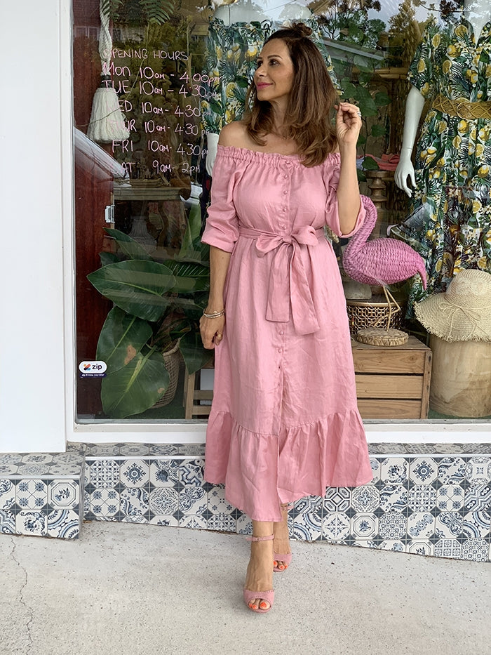 Sophie Off the Shoulder Dress - Blush