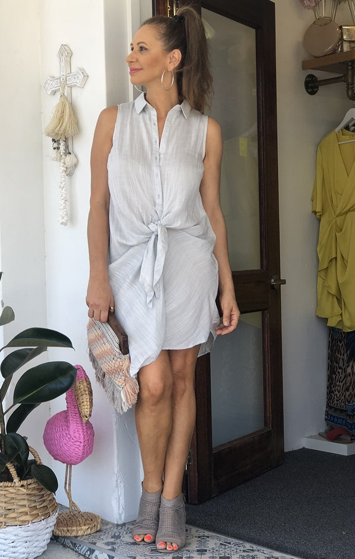 Brooklyn Shirt Dress - Silver