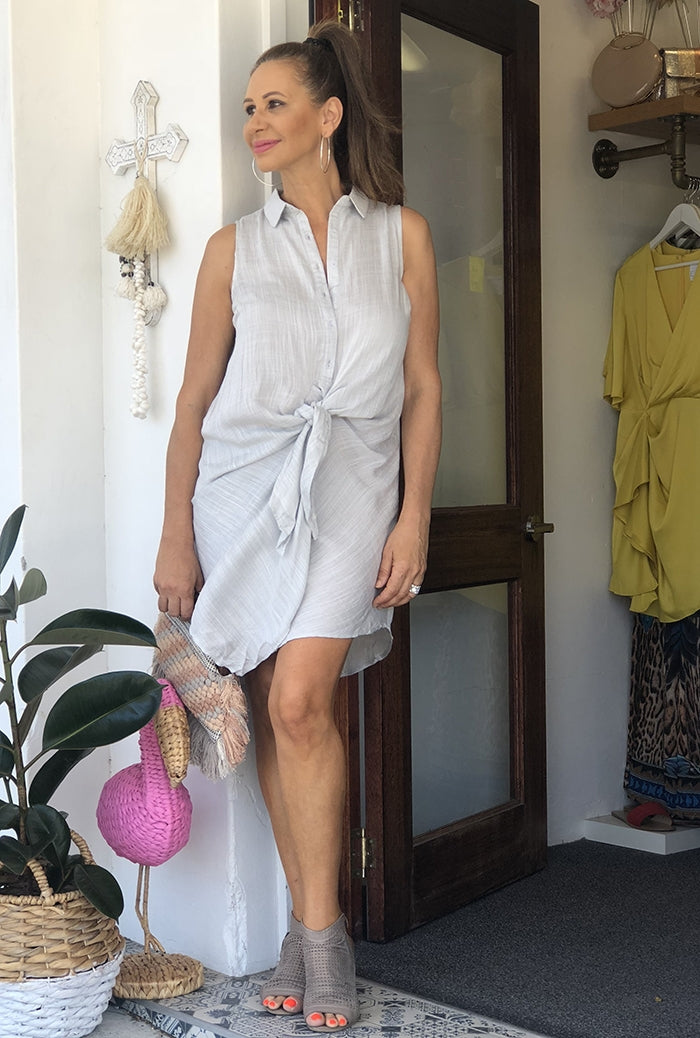 Brooklyn Shirt Dress - Silver