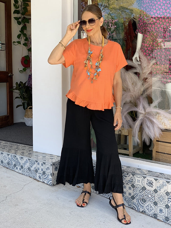 Josie Ruffle Top - Orange