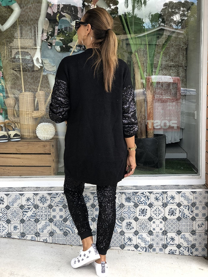 Black Sequin Cardi