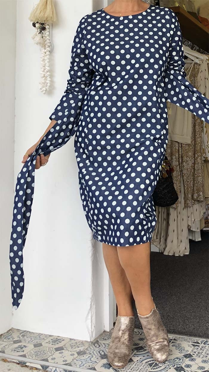 Solitude Dress - Indigo Dot