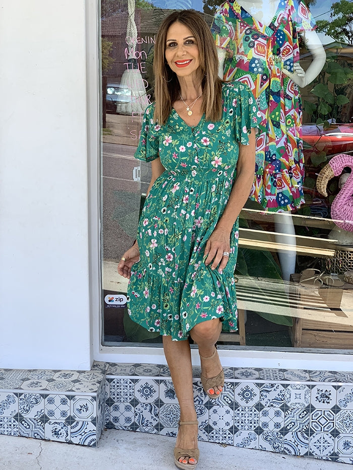 Ayesha Floral Dress - Green