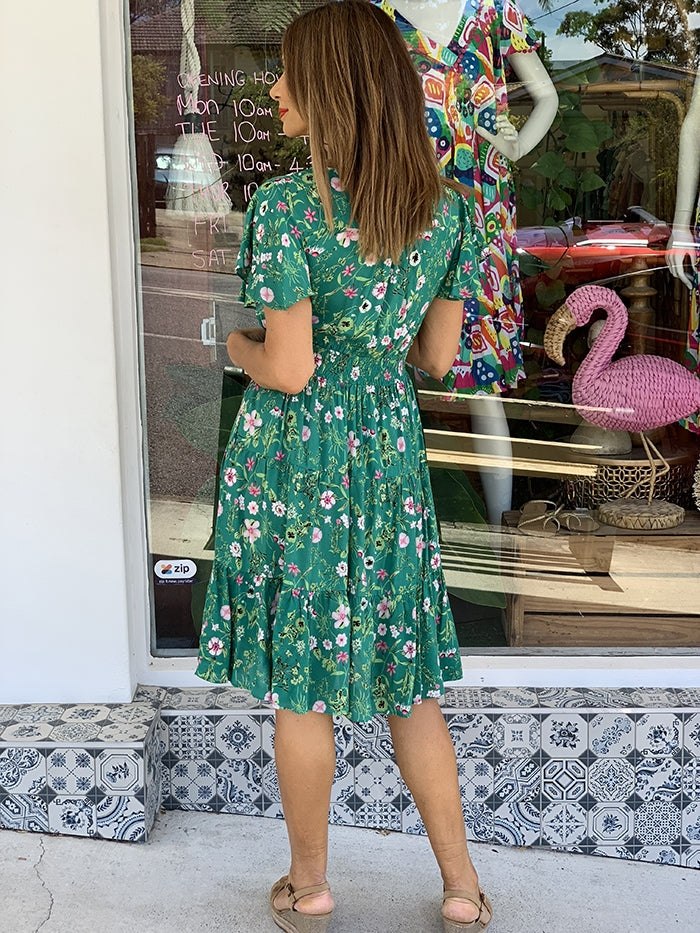 Ayesha Floral Dress - Green