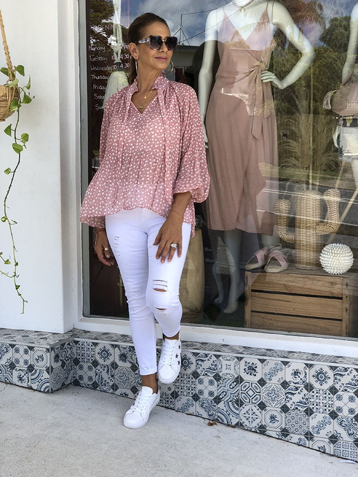 Grace Blush Spot Top