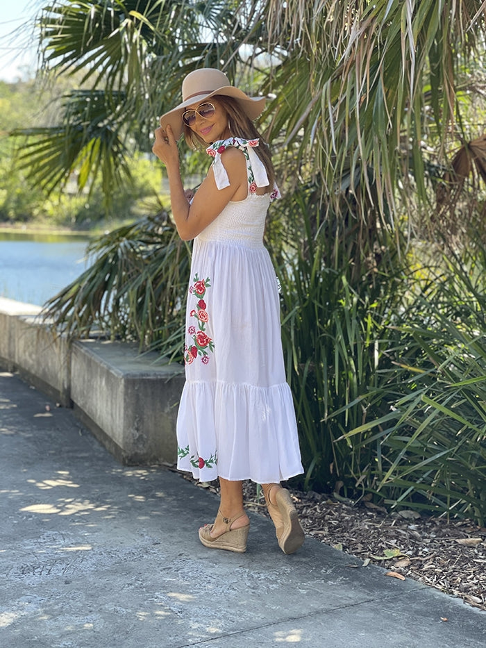 White embroidered beach sales dress