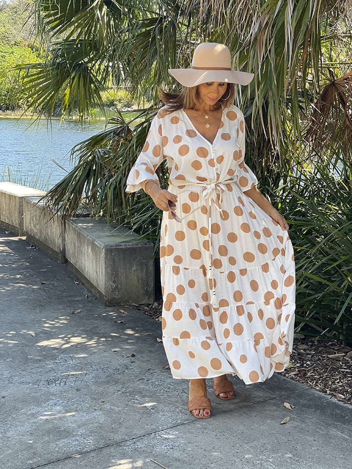 Tami Skirt - Tan Polka Dot