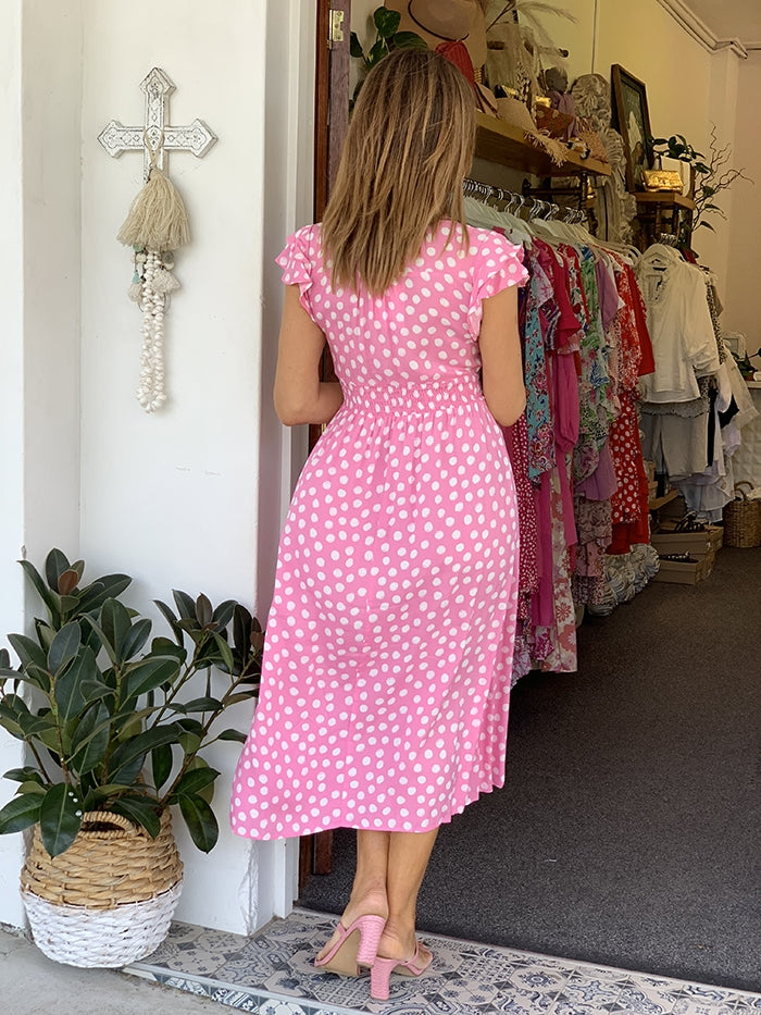 Bubblegum Spot Midi Dress