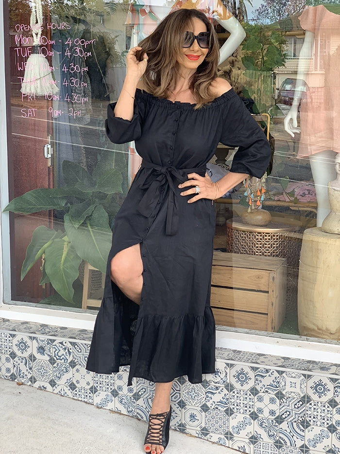 Sophie Off the Shoulder Dress - Black