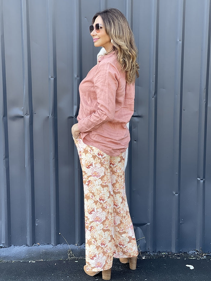 Harper Wide Leg Linen Pant - Floral
